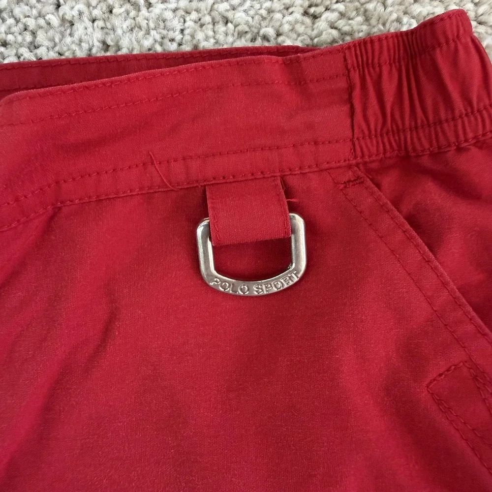 Vintage Polo Sport Ralph Lauren Cargo Shorts Mens 34 Red Navy 9 Inseam Summer